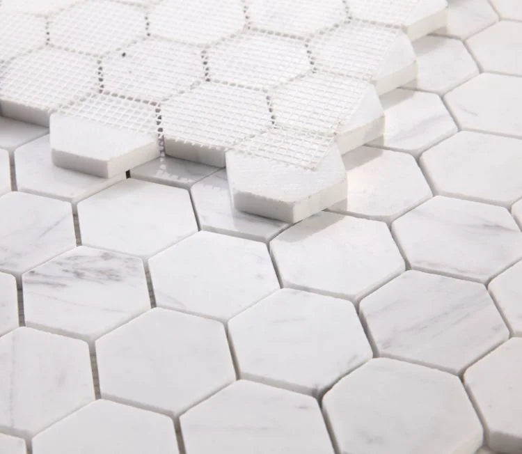 Hexagon Calacatta White 2x2 Polished Marble Mosaic