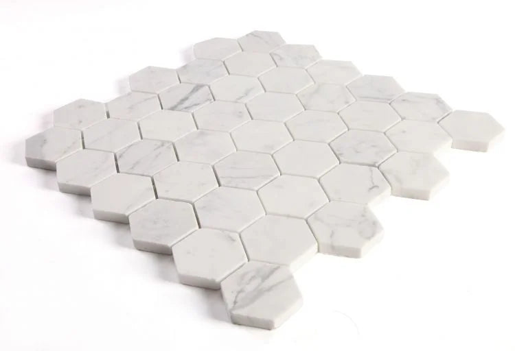 Hexagon Calacatta White 2x2 Polished Marble Mosaic