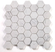 Hexagon Calacatta White 2x2 Honed Marble Mosaic