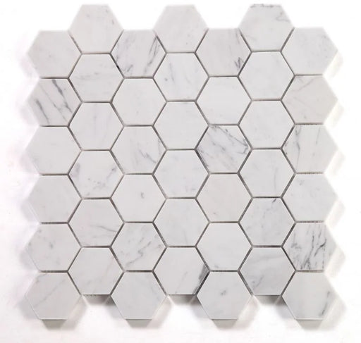 Hexagon Calacatta White 2x2 Honed Marble Mosaic