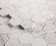 Hexagon Calacatta White 2x2 Honed Marble Mosaic