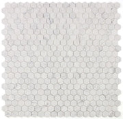 Hexagon Calacatta White 2x2 Honed Marble Mosaic
