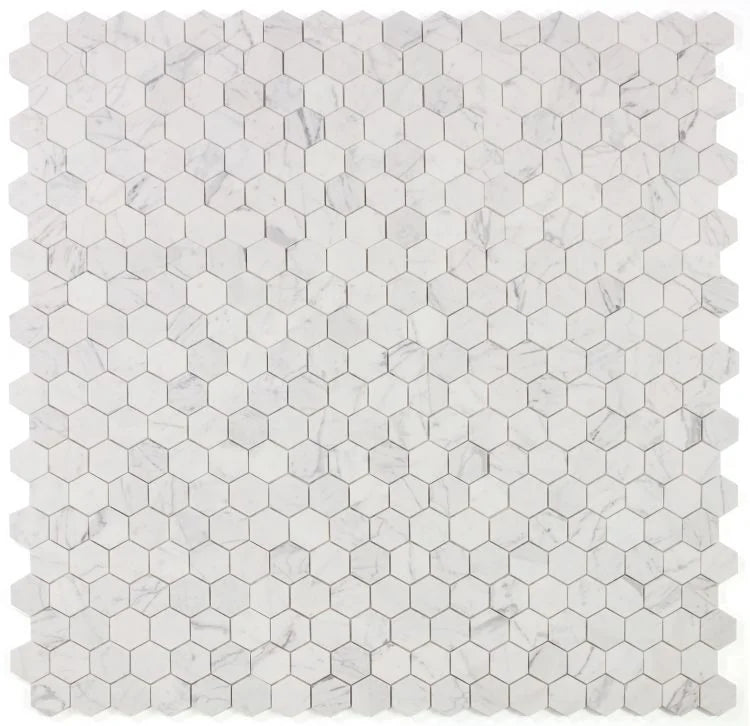 Hexagon Calacatta White 2x2 Honed Marble Mosaic