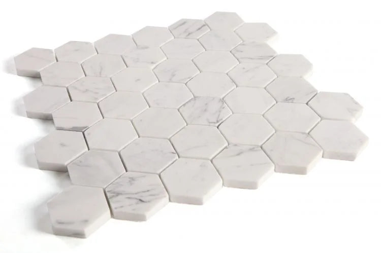 Hexagon Calacatta White 2x2 Honed Marble Mosaic