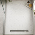 Hexagon Calacatta White 3x3 Honed Marble Mosaic — Bathroom shower floor