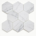 Hexagon Calacatta White 3x3 Honed Marble Mosaic close-up