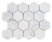 Hexagon Carrara 3x3 Honed Marble Mosaic