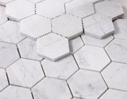 Hexagon Carrara 3x3 Honed Marble Mosaic