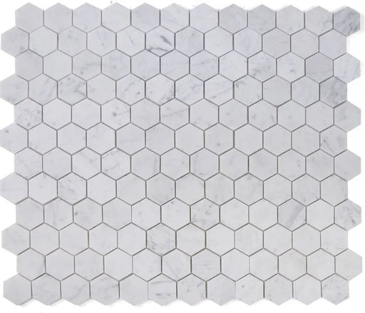 Hexagon Carrara 3x3 Honed Marble Mosaic