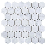 Hexagon Carrara 2x2 Honed Marble Mosaic