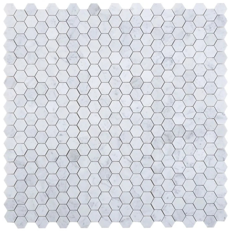 Hexagon Carrara 2x2 Honed Marble Mosaic