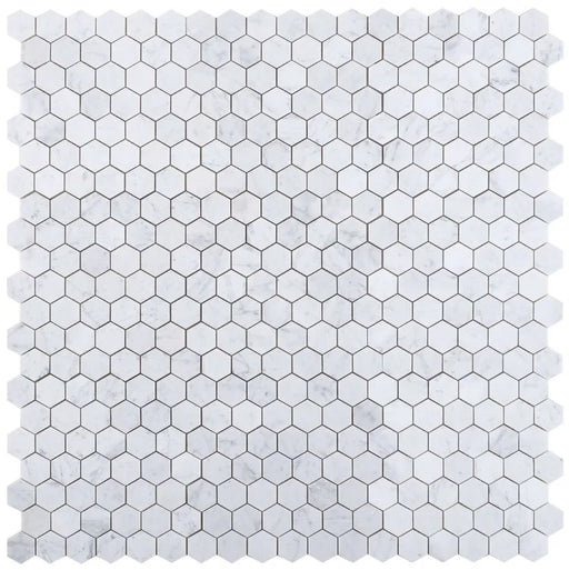 Hexagon Carrara 2x2 Polished Marble Mosaic