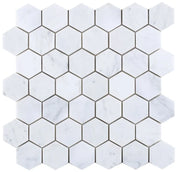 Hexagon Carrara 2x2 Polished Marble Mosaic