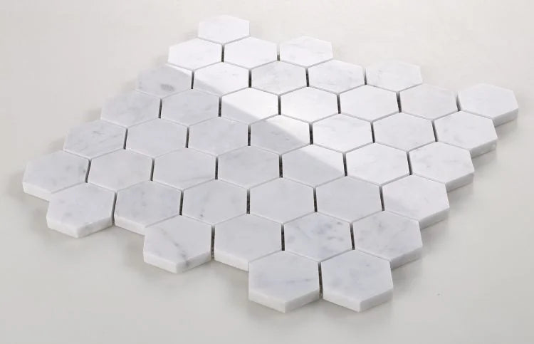Hexagon Carrara 2x2 Polished Marble Mosaic