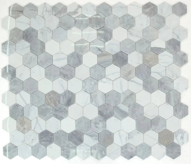 City Grey 3x3 Hexagon Marble Mosaic