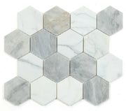 City Grey 3x3 Hexagon Marble Mosaic