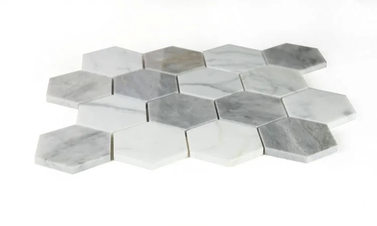 City Grey 3x3 Hexagon Marble Mosaic