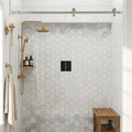 Hexagon City Grey 2x2 Polished Marble Mosaic — Bathroom shower floor