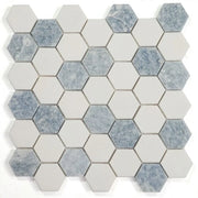 Crystal Ocean 2x2 Hexagon Marble Glass Mosaic