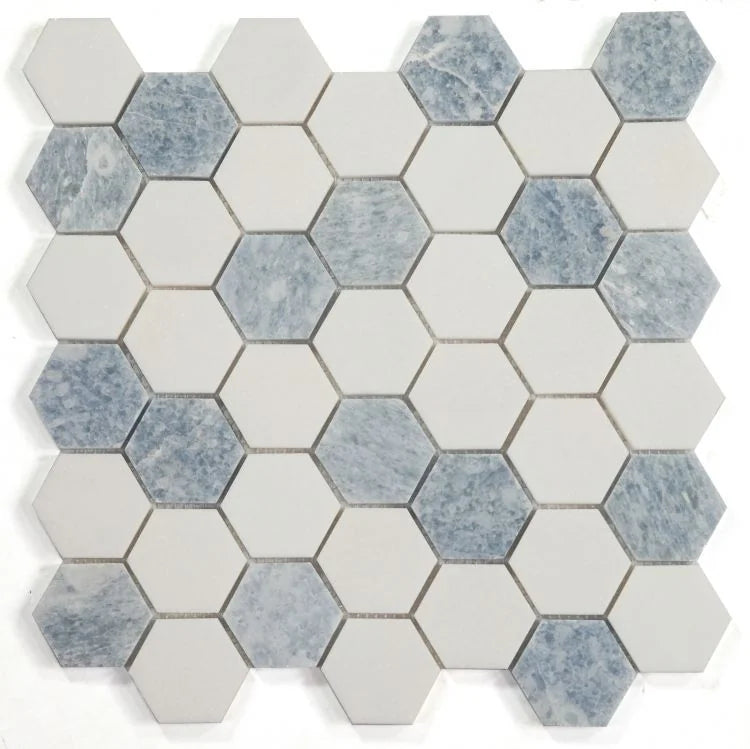 Crystal Ocean 2x2 Hexagon Marble Glass Mosaic