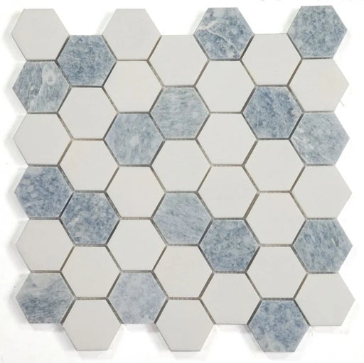 Crystal Ocean 2x2 Hexagon Marble Glass Mosaic