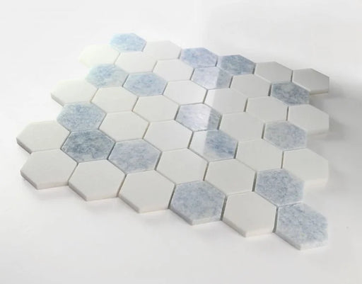 Crystal Ocean 2x2 Hexagon Marble Glass Mosaic