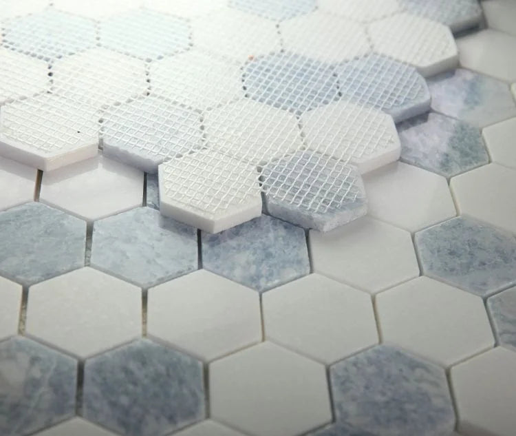 Crystal Ocean 2x2 Hexagon Marble Glass Mosaic