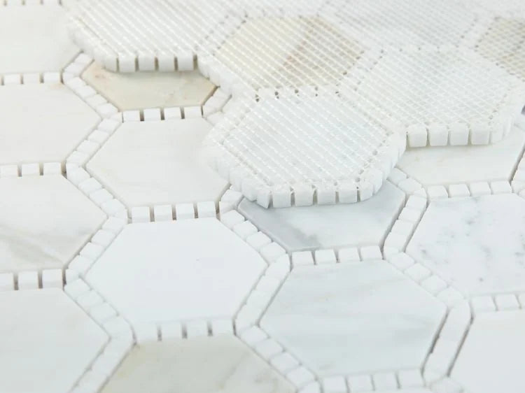 Calacatta Gold Hexagon Honed Deco Marble Mosaic