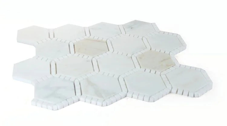 Calacatta Gold Hexagon Honed Deco Marble Mosaic