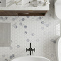 Hexagon Dusk 2x2 Polished Marble Mosaic — Bathroom floor