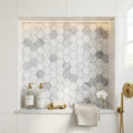 Hexagon Dusk 2x2 Polished Marble Mosaic — Bathroom niche