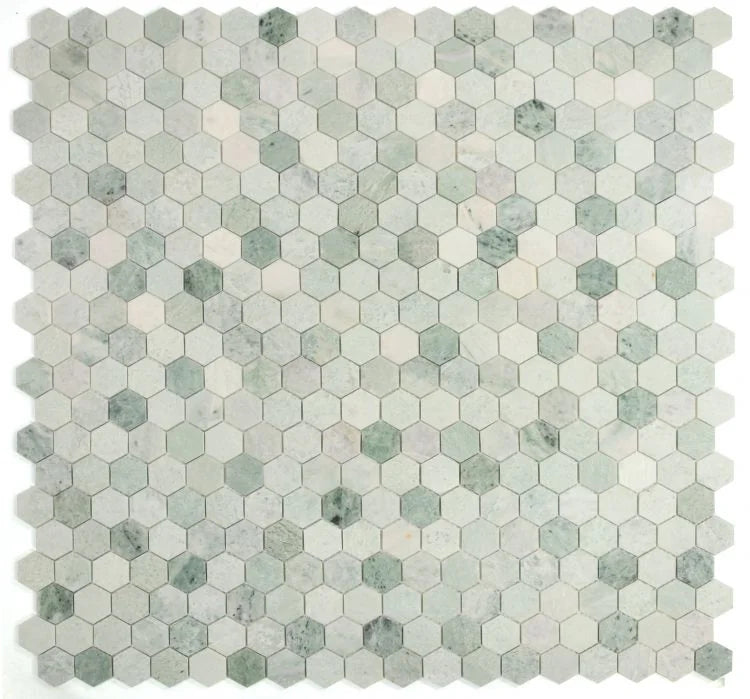 Hexagon Green 2x2 Marble Mosaic