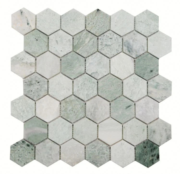 Hexagon Green 2x2 Marble Mosaic