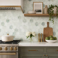 Hexagon Green 3x3 Honed Marble Mosaic — Kitchen backsplash