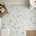 Hexagon Green 3x3 Honed Marble Mosaic — Powder Room floor