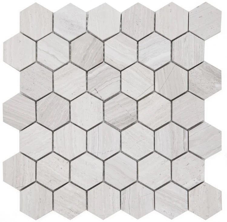 Hexagon Grey 2x2 Marble Mosaic