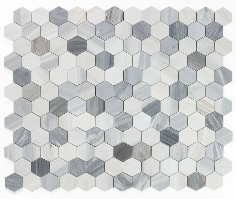 Hexagon Italian Blue 3x3 Marble Mosaic