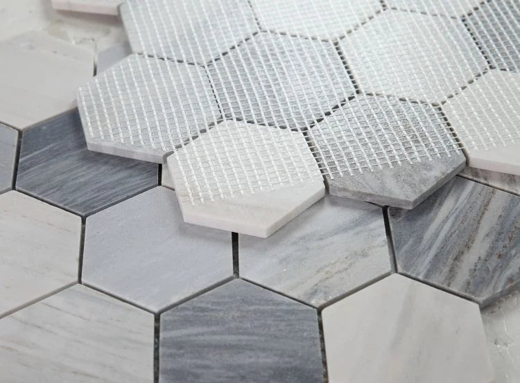 Hexagon Italian Blue 3x3 Marble Mosaic