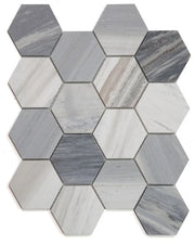 Hexagon Italian Blue 3x3 Marble Mosaic
