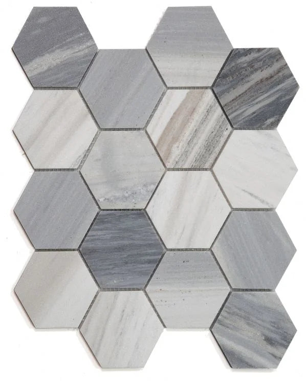 Hexagon Italian Blue 3x3 Marble Mosaic