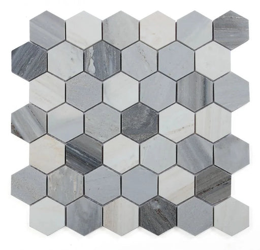 Hexagon Italian Blue 2x2 Mosaic