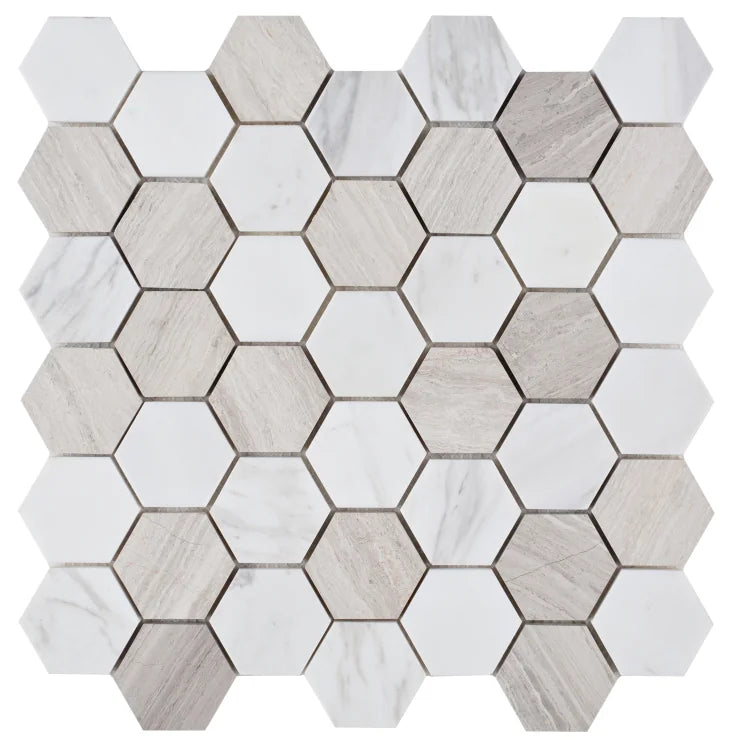 Hexagon Loft 2x2 Marble Mosaic