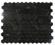 Hexagon Marquina 3x3 Honed Marble Mosaic