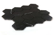 Hexagon Marquina 3x3 Honed Marble Mosaic