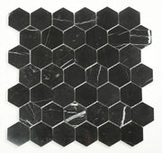 Hexagon Marquina 2x2 Polished Marble Mosaic
