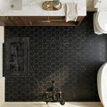 Hexagon Marquina 2x2 Honed Marble Mosaic — Bathroom floor