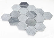 Hexagon Mix Grey 3x3 Honed Marble Mosaic