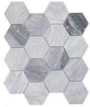 Hexagon Mix Grey 3x3 Honed Marble Mosaic