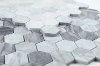 Hexagon Mix Grey 2x2 Honed Marble Mosaic