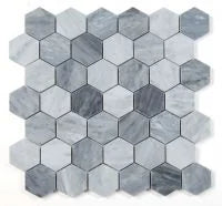 Hexagon Mix Grey 2x2 Honed Marble Mosaic